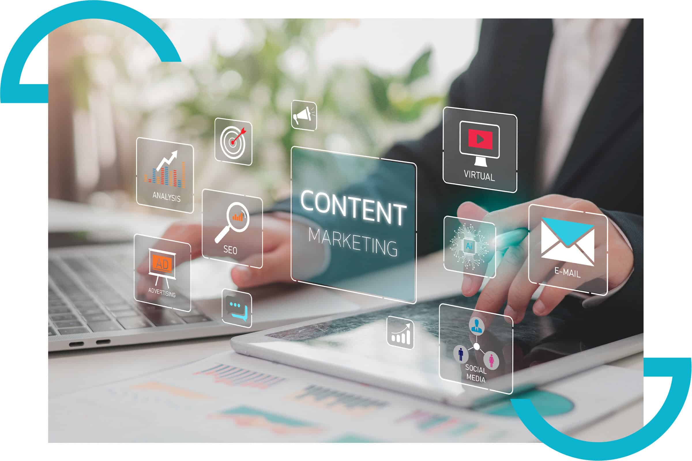 Content marketing strategy and digital content creation workspace