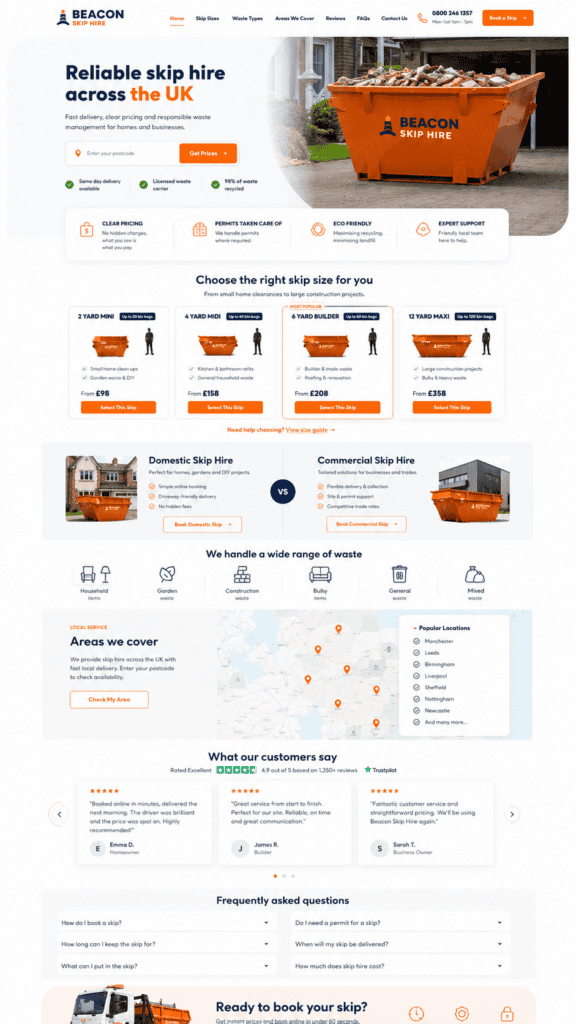 Skip hire website design concept 2