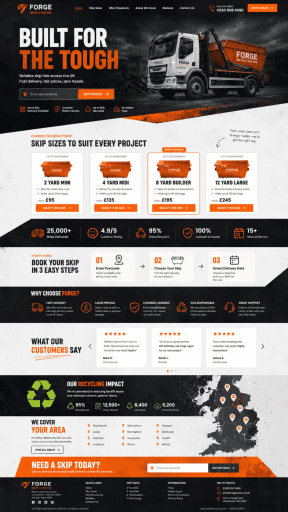 Skip hire website design concept 3