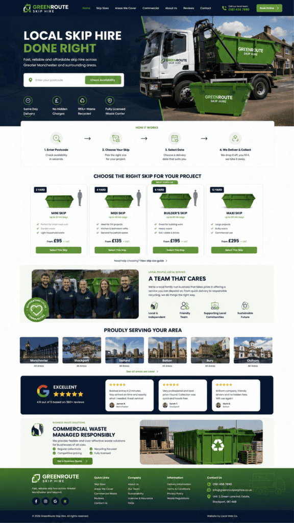 Skip hire website design concept 4