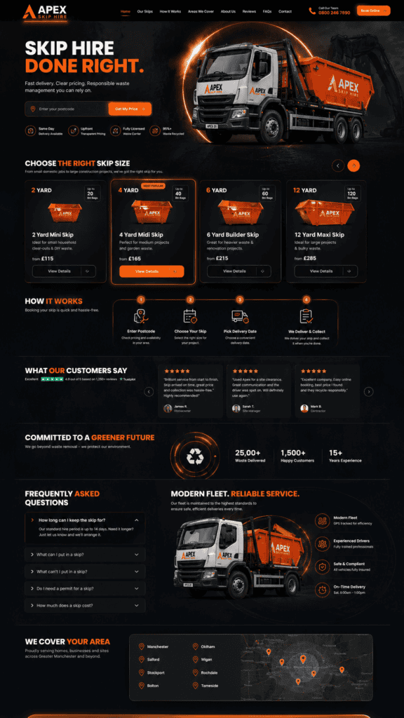 Skip hire website design concept 5