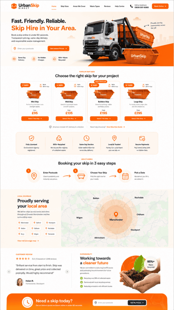 Skip hire website design concept 6