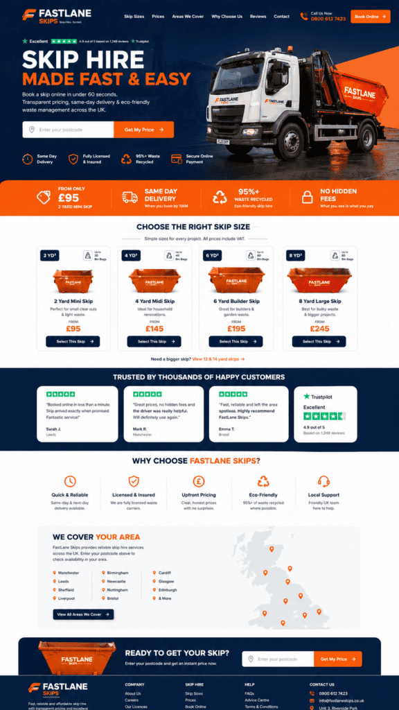 Skip hire website design concept 8