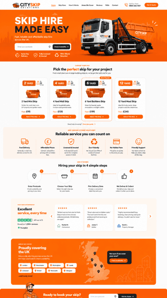Skip hire website design concept 10