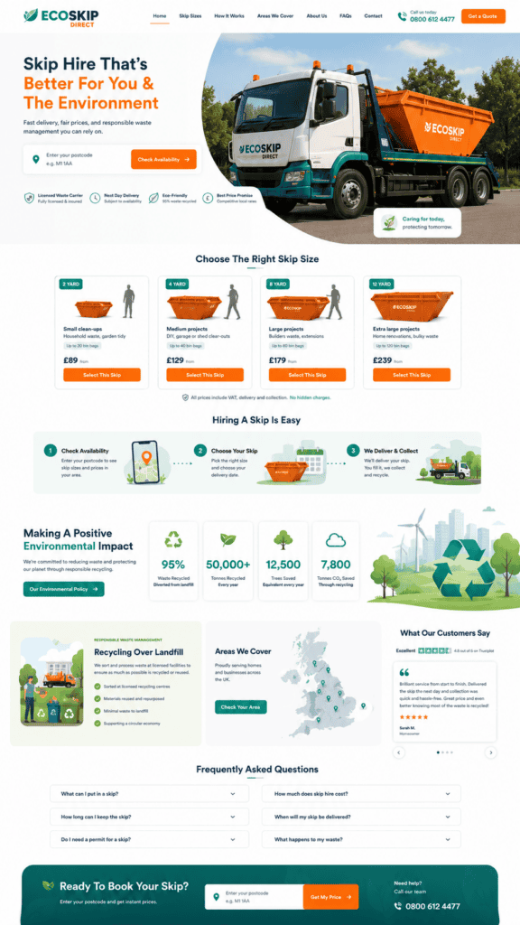 Skip hire website design concept 12