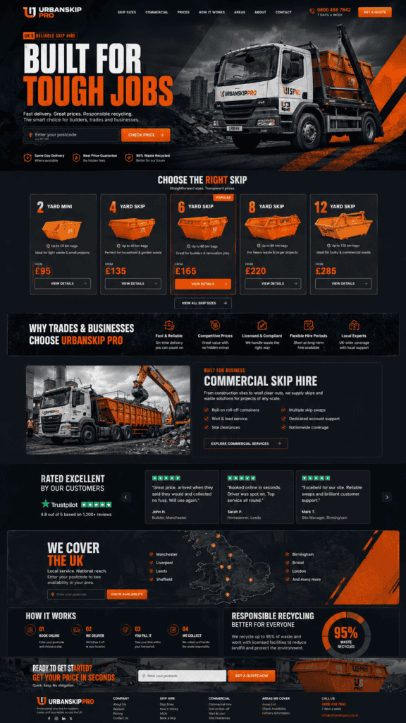 Skip hire website design concept 13