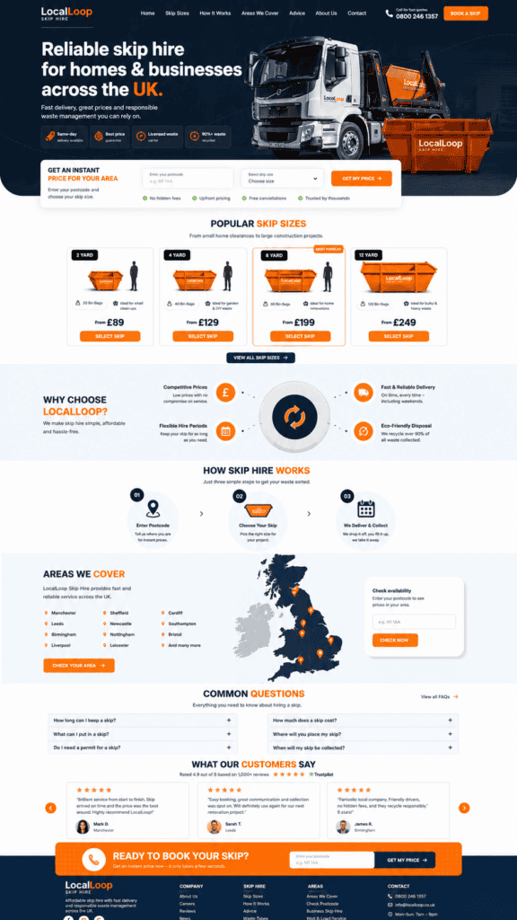 Skip hire website design concept 16